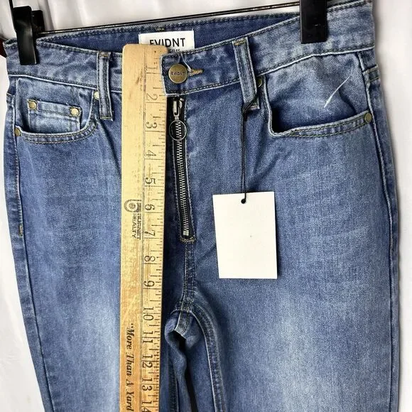 Anthropologie EVIDNT Slim Lamia Jeans Womens 26 Blue Split Ankle Expose Zip Fly - Picture 7 of 11